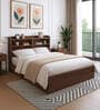 Teen Queen Sized Bed In Columbian Walnut Finish With Headboard & Box Storage