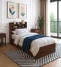 Teen Single Bed In Columbian Walnut Finish With Headboard  & Box Storage