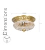 Telmor 11 Inch 2-Light Flush Mount Ceiling Light In Antique Brass Finish With Clear Star Diamond Cut Glass