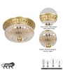 Telmor 11 Inch 2-Light Flush Mount Ceiling Light In Antique Brass Finish With Clear Star Diamond Cut Glass