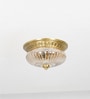 Telmor 11 Inch 2-Light Flush Mount Ceiling Light In Antique Brass Finish With Clear Star Diamond Cut Glass