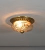 Telmor 11 Inch 2-Light Flush Mount Ceiling Light In Antique Brass Finish With Clear Star Diamond Cut Glass