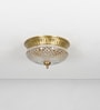 Telmor 2-Light Flush Mount Ceiling Light In Antique Brass Finish With Clear Star Diamond Cut Glass