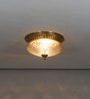 Telmor 2-Light Flush Mount Ceiling Light In Antique Brass Finish With Clear Star Diamond Cut Glass