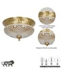 Telmor 2-Light Flush Mount Ceiling Light In Antique Brass Finish With Clear Star Diamond Cut Glass
