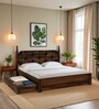 Tenaya Sheesham King Size Bed In Scratch Resistant Provincial Teak Finish With Drawer Storage