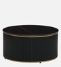 Teran Mango Wood Round Coffee Table In Black Duco Paint Finish With Black Marble Top