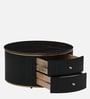 Teran Mango Wood Round Coffee Table In Black Duco Paint Finish With Black Marble Top