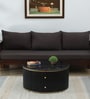 Teran Mango Wood Round Coffee Table In Black Duco Paint Finish With Black Marble Top