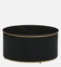 Teran Mango Wood Round Coffee Table In Black Duco Paint Finish With Black Marble Top