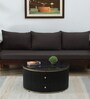 Teran Mango Wood Round Coffee Table In Black Duco Paint Finish With Black Marble Top