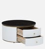 Teran Mango Wood Round Coffee Table In White Duco Paint Finish With Black Marble Top