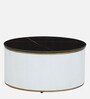Teran Mango Wood Round Coffee Table In White Duco Paint Finish With Black Marble Top