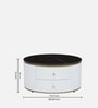 Teran Mango Wood Round Coffee Table In White Duco Paint Finish With Black Marble Top