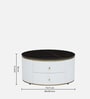 Teran Mango Wood Round Coffee Table In White Duco Paint Finish With Black Marble Top