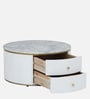 Teran Mango Wood Round Coffee Table In White Duco Paint Finish With White Marble Top