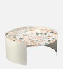 Terazzo Metal Coffee Table in White & Cream Colour