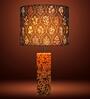 Blue Terra Block Table Lamp in Natural Cork with Lampshade