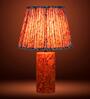 Pink Terra Column Table Lamp in Natural Cork with Lampshade