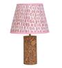 Pink Terra Column Table Lamp in Natural Cork with Lampshade