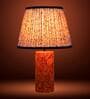 Blue Terra Column Table Lamp in Natural Cork with Lampshade