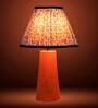 Blue Terra Conica Table Lamp in Natural Cork with Lampshade