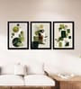 Green Geometric & Botanical Wall Art Framed Set of 3