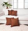 Brown Striped Striped Cotton Stripe 18x18 inches Cushion Covers Set of 4