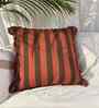 Brown  Striped Striped Cotton Stripe 18x18 inches Cushion Cover