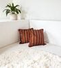 Brown Striped Striped Cotton Stripe 18x18 inches Cushion Covers Set of 2