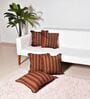Brown Striped Cotton Stripe 18x18 inches Cushion Covers Set of 5