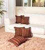 Brown Striped Cotton Stripe 18x18 inches Cushion Covers Set of 5