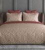 Terracotta Geometric 600TC Cotton Super King Sized Double Bedsheet with 2 Embroidery Pillow Covers