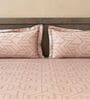 Terracotta Geometric 600TC Cotton Super King Sized Double Bedsheet with 2 Embroidery Pillow Covers