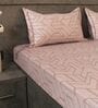 Terracotta Geometric 600TC Cotton Super King Sized Double Bedsheet with 2 Embroidery Pillow Covers
