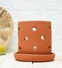 Terracotta Orchid Desk Pot with plate Set Of 2