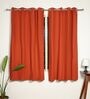 Terracotta Red Cotton 230 GSM  Solid 5 Feet Room Darkening Eyelet Window Curtains (2 Pc)