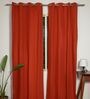 Terracotta Red Cotton 230 GSM  Solid 9 Feet Room Darkening Eyelet Long Door Curtains (2 Pc)