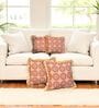 Brown Floral Cotton Ruffle 18x18 inches Cushion Covers Set of 4