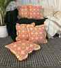 Brown Floral Cotton Ruffle 18x18 inches Cushion Covers Set of 5