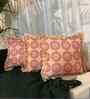 Brown Floral Cotton Ruffle 18x18 inches Cushion Covers Set of 3