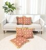 Brown Floral Cotton Ruffle 18x18 inches Cushion Covers Set of 5