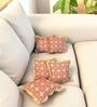 Brown Floral Cotton Ruffle 18x18 inches Cushion Covers Set of 5