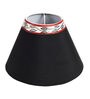 Terracotta Warli Handpainted Matki Black Cotton Shade Table Lamp With Brown Base