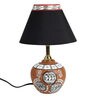 Terracotta Warli Handpainted Matki Black Cotton Shade Table Lamp With Brown Base