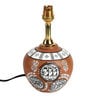 Terracotta Warli Handpainted Matki Black Cotton Shade Table Lamp With Brown Base