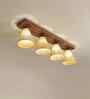 Terzo 4 Lights Beige and Brown Solid Wood Flush Mounted Ceiling Light