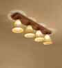 Terzo 4 Lights Beige and Brown Solid Wood Flush Mounted Ceiling Light