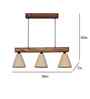 Terzo Beige & Brown Jute Shade with Solid Wood Linear Chandelier Cluster Hanging Light