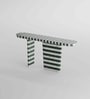 Tesselate Linear Marble Inlay Console In Green & White Finish